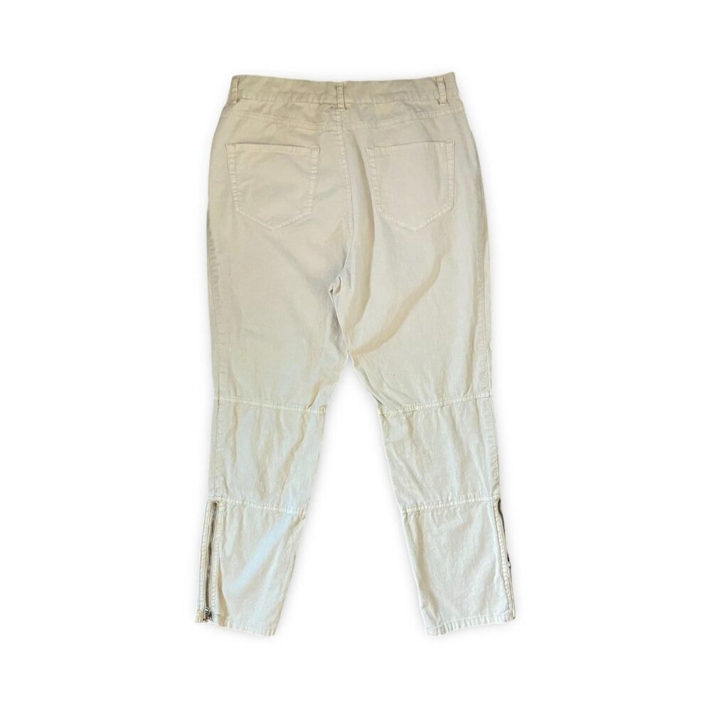 Soft Surrounding Womens Pants Beige Zip Hems Pull On Pockets Size Petit Medium - Picture 2 of 7